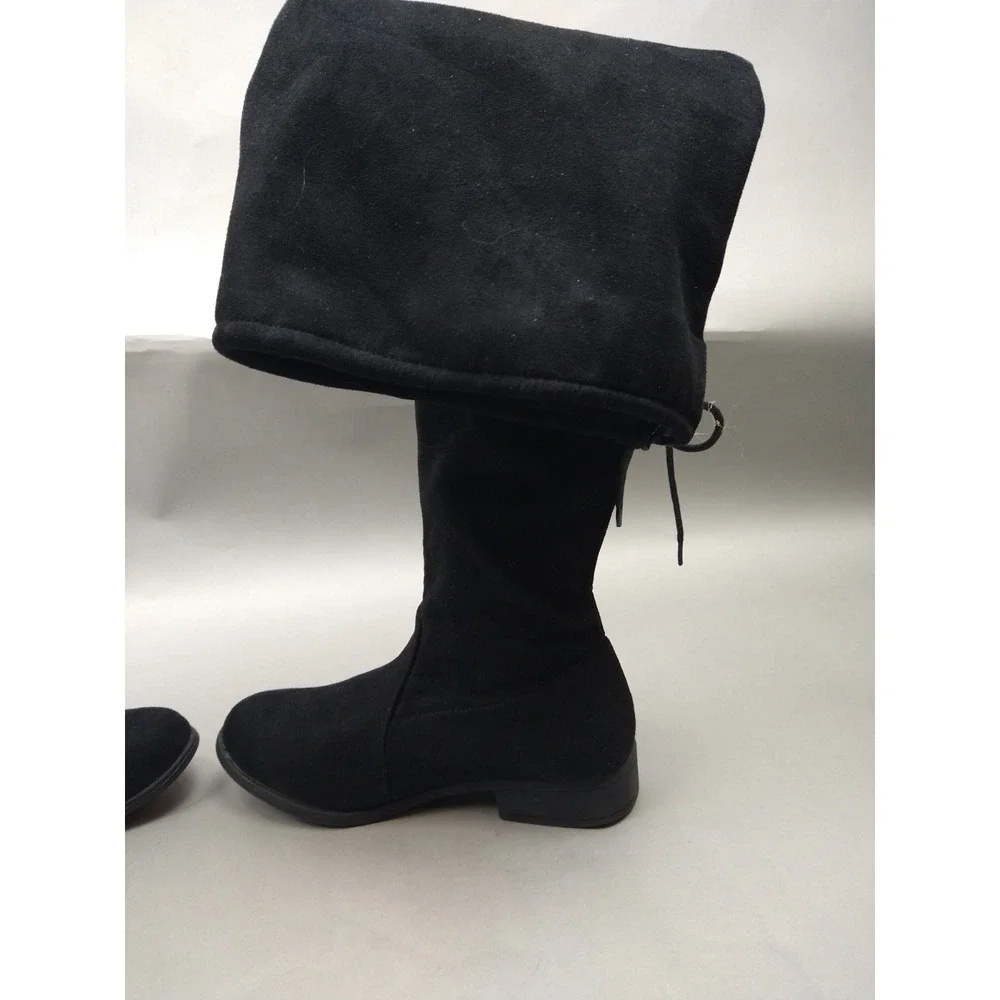 Rue 21 Black Over The Knee Women's‎ 6 Tie Fashion Boots Faux Suede Pull On